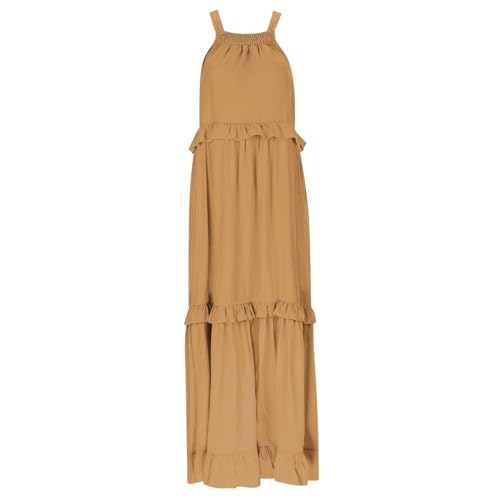 Robe longue d'été sans manches chic maxi robe fluide décontractée à volants - 3