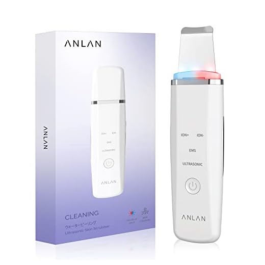 ANLAN Skin Scrubber, Peeling Ultrasónico Facial, EMS Cuidado, Luz Roja& Azul, Exfoliante Facial, quita puntos negros y espinillas