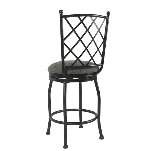 Image of HomePop Metal Counter Stool, 24-Inch, Gray Woven