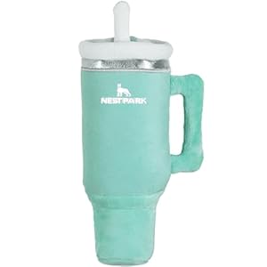 Nestpark Tumbler Cup Funny Dog Toy – Parody Plush Squeaky Crinkle Dog Toy (Mint Green)