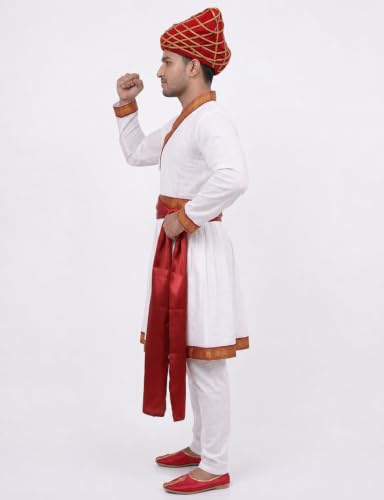 Image of BookMyCostume Marathi Dress for Boys | Traditional Ethnic Maharashtrian Dress for Boys | Angrakha Pyjama, Patka & Pagdi Set | Fancy Dress for Cultural Events, School Functions & Festivals | Adult S-M
