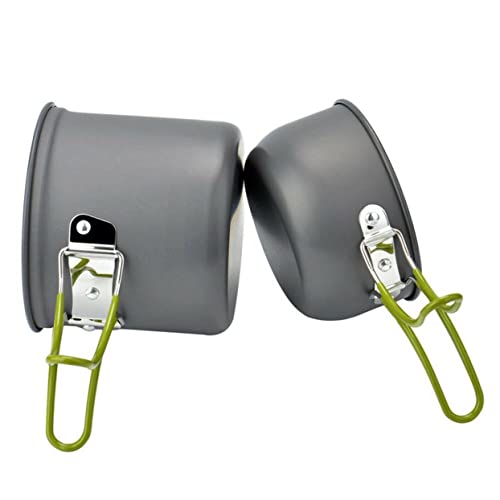 VICASKY 1 Set Camping Cooking Set for People Portable Non Stick Cookware with Teapot Lightweight Outdoor Tool Kit for Hiking and Picnics Grey