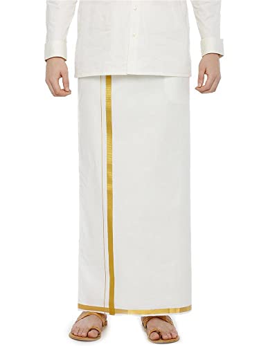 Pocket with Velcro Tape Single Cream Dhoti Readymade - Single 2 Meters(110x175 cm) Cream Men Cotton Dhoti