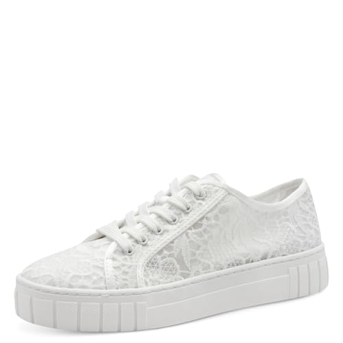 MARCO TOZZI by Guido Maria Kretschmer Damen Sneaker flach mit Schnürsenkeln Plateau, Weiß (White), 39 EU
