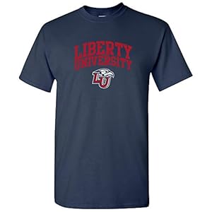 AS03 – Liberty University Flames Arch Logo T-Shirt – X-Large – Navy