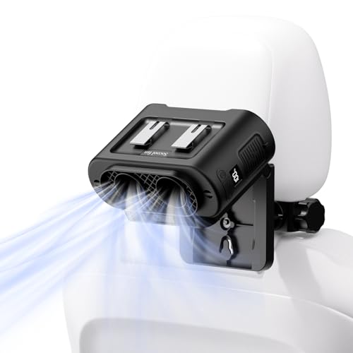 Socool Portable Car Fan - 14500mAh Rechargeable Battery Opearated, Clip on Car Seat Headrest 360...