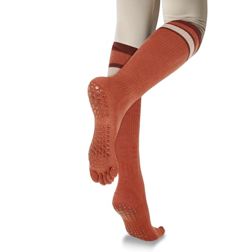 Image of Benefeet Sox Womens Knee High Toe Socks Non Slip Long Toe Socks Unisex Five Finger Socks Knee High Yoga Socks with Grips