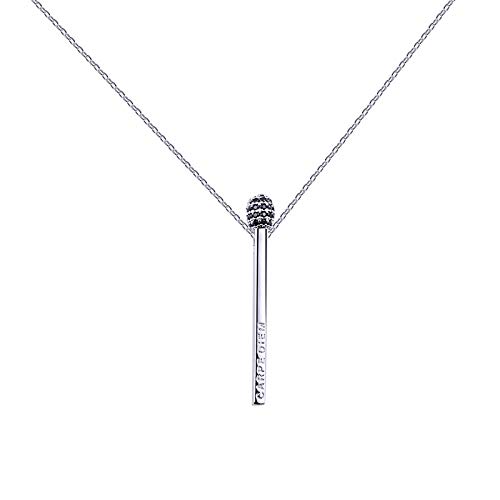 Preisvergleich Produktbild WZSCH Anhänger Halskette Mädchen Geschenk Mode Frauen Schmuck Dreidimensionale Streichholz Anhänger Halskette für Frauen Langkettige Zirkon Stick Anhänger Halsketten Schwarzkristall