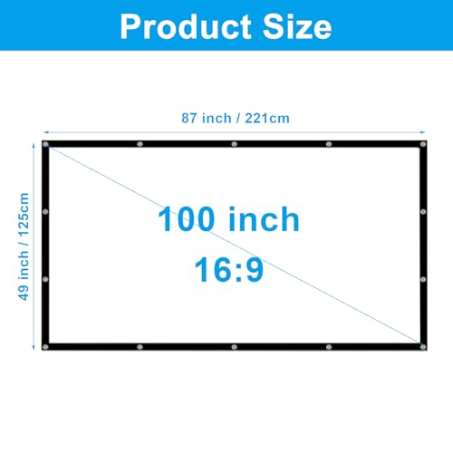 Pantalla de proyector HD portátil de 100 pulgadas 16:9 plegable miniatura 3
