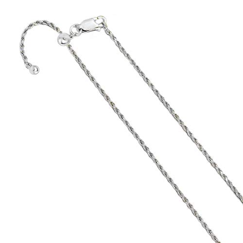 Sterling Silver 1.4Mm Adjustable Braided Twist Rope Chain For Women- Adjustable Necklace In 3 Colors (Rhodium Plated) #TOP22