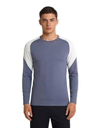 Image of Venzina Men's Long Sleeve Workout Shirt Color Block Quick Dry Athletic Top, Moisture Wicking Fitness & Running Shirt, Breathable Sportswear Tee for Gym, Sports, Casual Wear