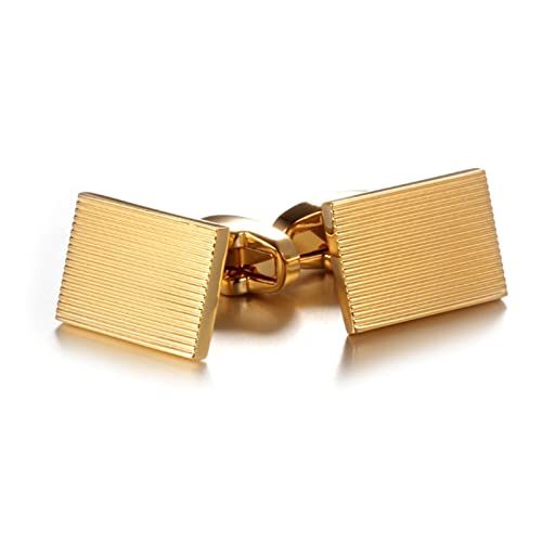 Mancuernillas Rectangulares Doradas para Hombre miniatura 5