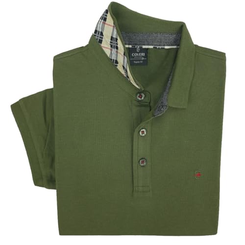 Polo uomo con bottoni Coveri Polo Uomo Maniche Corte Puro Cotone Jersey Blu Verde M L XL XXL XXXL (IT, Testo, XXL, Regular, Regular, Verde)