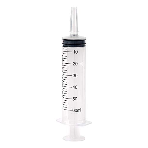 5本シリンジペット注射器針なし給水給食介護投薬20ml/60ml液体猫/犬用品流動食哺乳器計量用肥料洗浄浣腸オイル液体植物給餌プラスチック耐油(60ml)