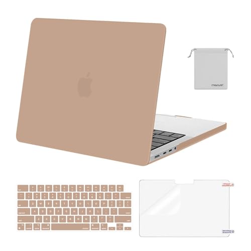 Image of MOSISO Compatible with MacBook Pro 14 inch Case 2025 2024 2023 2022 2021 M5 M4 M3 M2 M1 A3434 A3112 A3185 A3401 A2918 A2992 A2779 A2442, Hard Shell&Keyboard Cover&Screen Film&Pouch,Bronze Brown