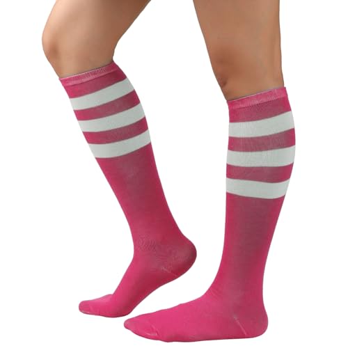 Image of DRESHOW 3 Pairs Cotton Knee High Socks for Women Solid Knit Knee Long Stocking Leg Warmer All Season Gift