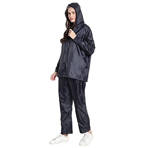 Image of Zacharias Women's Waterproof Reversible Double Layer Solid Raincoat with Pant (RG-2) (Black)