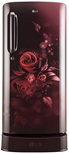 Image of LG 190L 5 Star Inverter Direct-Cool Single Door Refrigerator (GL-D201ASEZ, Scarlet Euphoria, Base stand with drawer, Red)