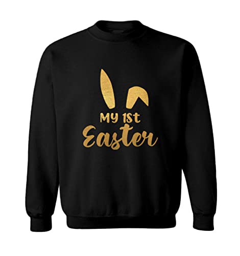 Tcombo My 1st Easter Gold Foil - First Bunny Toddler Fleece Crewneck Sweater