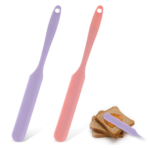 Aeaocvo 3 espátulas de silicona pequeñas, 24 cm, de silicona con mango largo, para cocinar, hornear, remover