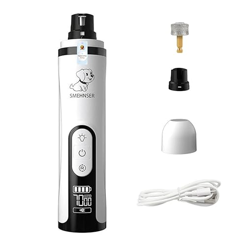 Image of Foodie Puppies Professional Rechargeable Pet Nail Grinder for Dogs & Cats with LED Light & LCD Display, 3 Speed Modes, Low Noise, USB Charging Electric Nail Trimmer for Safe & Easy Grooming at Home