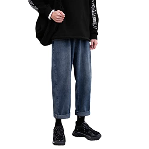 Pantalon en jean à jambes larges homme coupe rétro unie