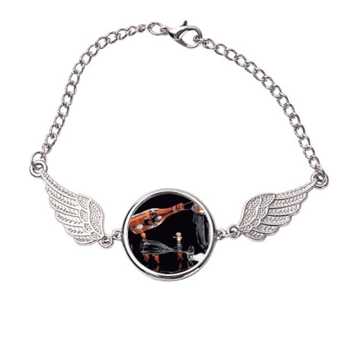 Bracelet ailes d'ange en métal et verre ciselé, élégance taille M
