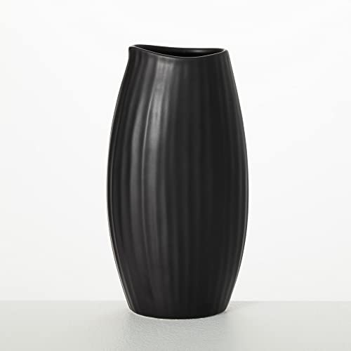 Sullivans Jarrón de cerámica, floreros negros para decoración del hogar, jarrón negro de 9 pulgadas de alto, jarrón moderno para centros de mesa, decoración de sala de estar (CM3116)