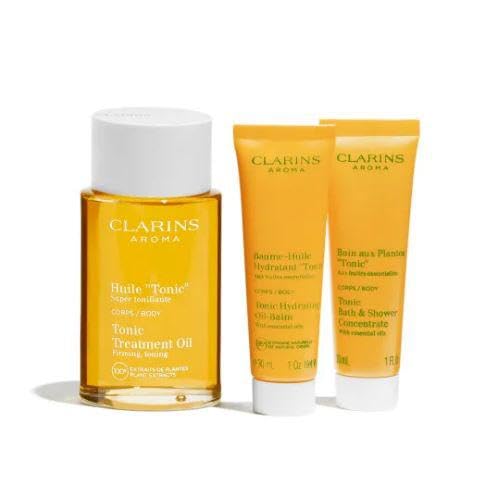 Set Clarins Aroma Huile Tonic 100Ml Gel 30MlBaume 30Ml Prodotto per la cura della pelle
