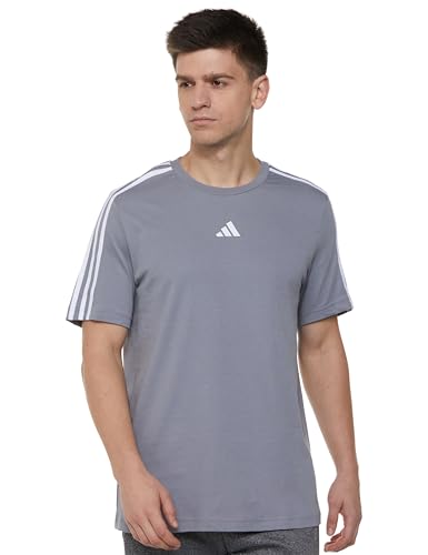 Image of adidas Men Cotton Striped Regular Fit T-Shirt