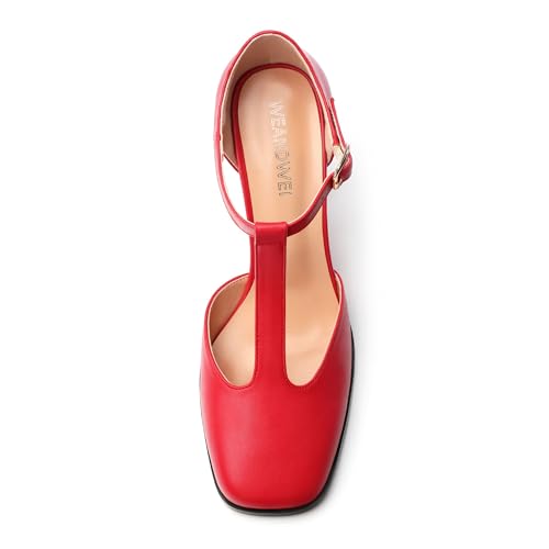 Womens T Strap Mary Janes Pumps, Square Toe Block High Heel Ankle Strap Shoes for Women3