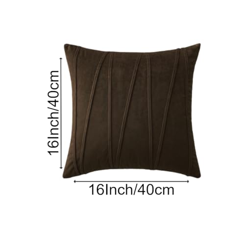 Image of Amazon Brand - Umi Decorative Striped Throw Pillow Covers 16 X 16 Inch,Soft Solid Velvet Pillow Covers Cushion Case with Zigzag Pattern for Sofa Bedroom 40 X 40 Cm (Pack of 5) Coffee