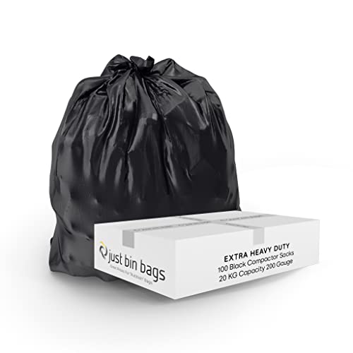 200x 100L Black Compactor Sacks - Refuse Sacks | 15kg Capacity- 120 Gauge, 30 Micron Strong Rubbish Dustbin Bags