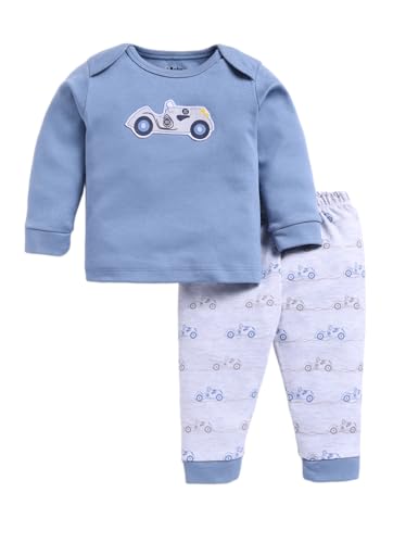 Image of Smart Baby Full Sleeve T-Shirt and Pyjama Set | 100% Cotton Interlock Fabric | Newborn to 6 Months Infant Wear | Soft & Lightweight Baby Suit for Boys & Girls