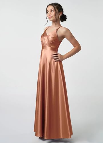 Girls Pleated Junior Bridesmaid Dress for Wedding Satin Pageant Flower Girl Dresses for Teens Girls3