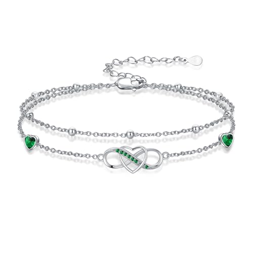 Image of Anklet for Women 925 Sterling Silver Double Infinity Ankle Bracelet Waterproof Summer Jewelry Anniversary Birthday Gifts for Her