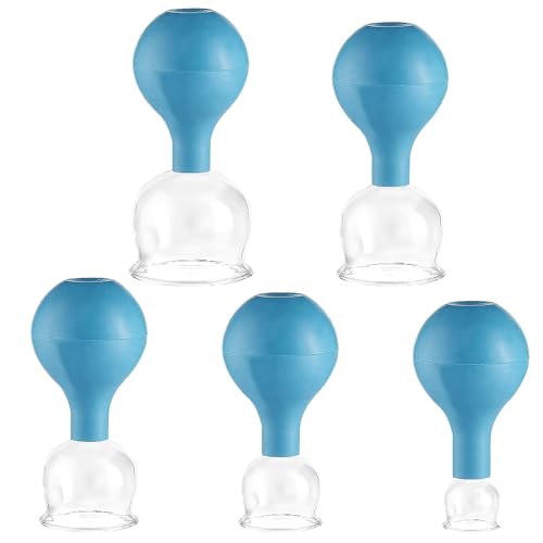 5 Pezzi Coppette Coppettazione Massaggio, Realizzato in Vetro e Silicone di Alta Qualità, Massaggio Viso. Massaggiatore Muscolare, Per Uso Domestico, può Essere Utilizzato su Schiena e Viso