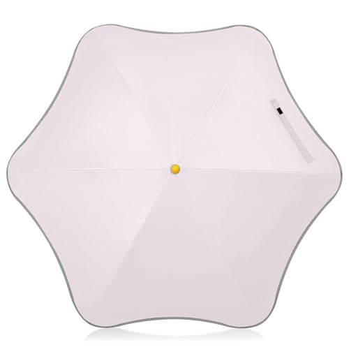 Yuiboo Paraguas para niños pequeños, resistente al viento, con tira reflectante, para la escuela y viajes, con asa de gancho de fácil agarre, color rosa rubor