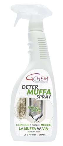 Spray antimoho 750 ml para paredes interiores, DETERMUFFA. Para paredes interiores y exteriores, de acción prolongada. Spray antimoho universal. Producto italiano de Gchem. Listo para usar.