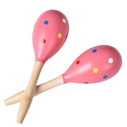 Maracas for Adults Kids Babies, Wooden Maracas Shaker Musical Instrument, Pink