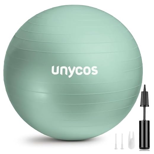 unycos - Pelota de Pilates, Gimnasia, Yoga, Fitness y Embarazo, Fitball Antideslizante y Anti-Burst【55 cm】de PVC Extra Grueso, Resistencia de 300 kg, Incluye Hinchador (Verde con Logo)