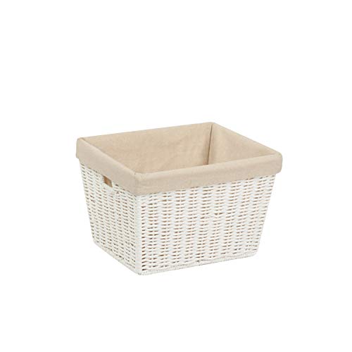 Honey-Can-Do STO-03560 Parchment Cord Basket with Handles and Liner, White, 10 x 12 x 8 inches