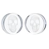 BAOSUOX Stylish Glass Skull Saddle Plugs - Ear Gauges Expander Tunnels Stretched Ears(Sold in Pairs) (Gauge=1/2'(12mm))