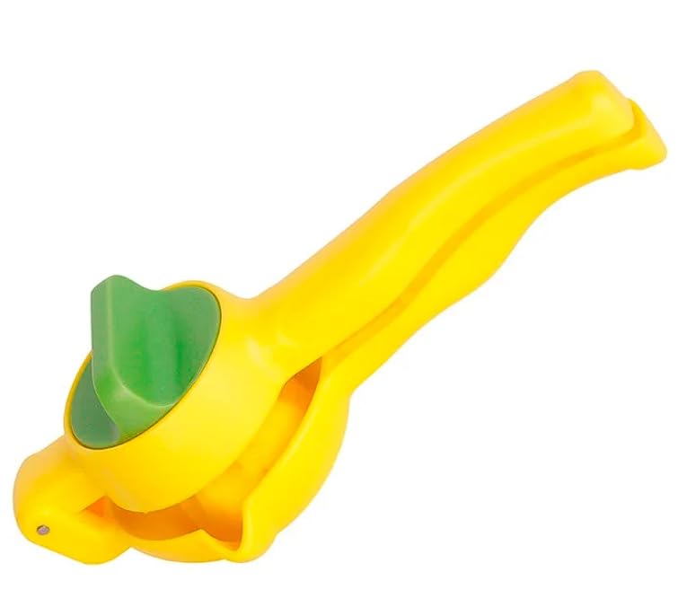 Espremedor de Fruta Juicer Manual Giratorio Dupla Ação Extração Amarelo e Verde Plástico