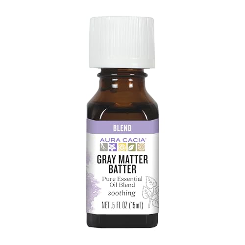 Aura Cacia Gray Matter Batter Essential Oil 100% Pure Essential Oil Blend - Aromatherapy for Temple Massage Diffusers Personal Care | 0.5 Fl Oz (Pack of 1)