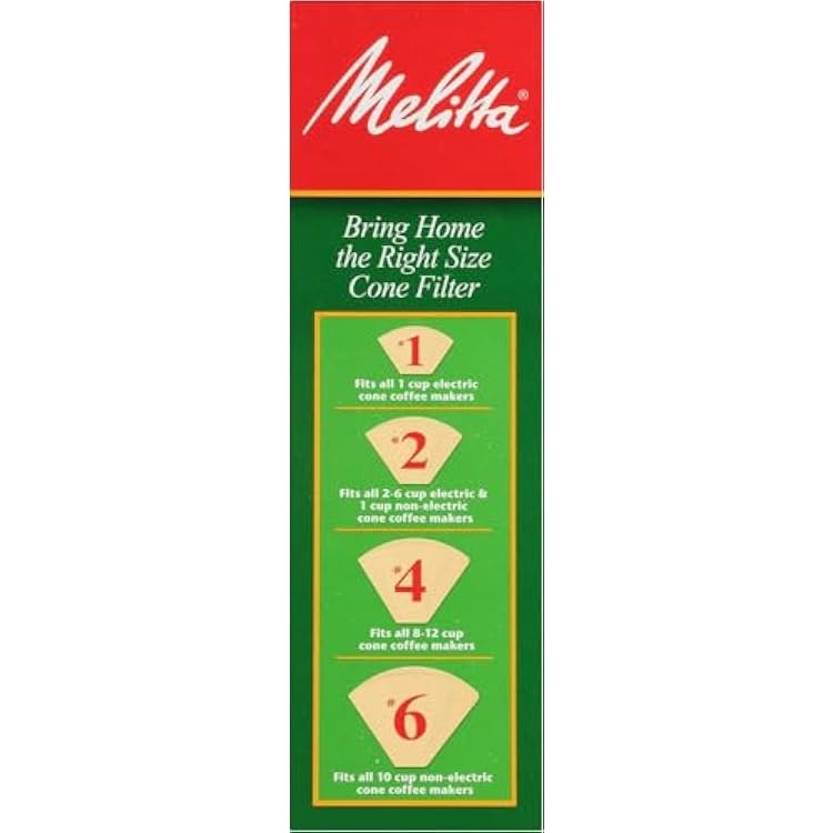 Melitta #4 Cone Coffee Filters, Natural Brown, 100 Count Filters - Fits all 8-12 Cup Cone Coffee Makers and Pour-Overs, Compostable, Tear-Resistant