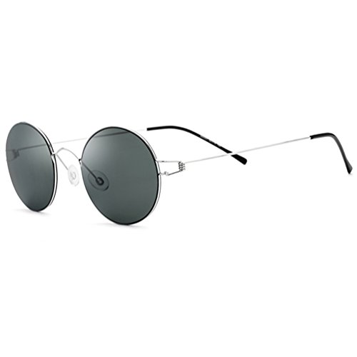 100% Real Titanium No Screw Rimless Round Sunglasses For Men Women Ultralight