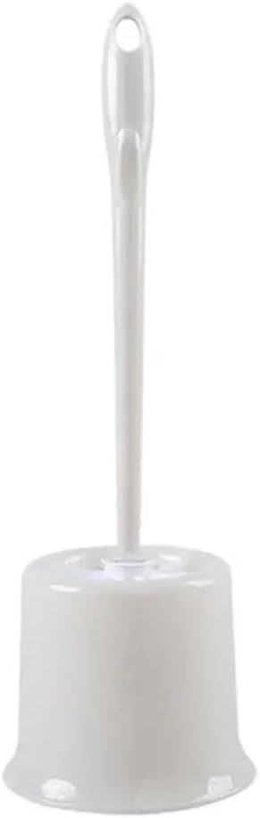 Toilet Brush Holder Plastic Handle Toilet Brush Set with Detachable Round Brushes Corner Cleaning Tool(White)