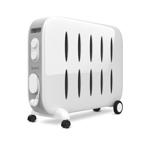 SUPRA CERAMINO 1522 – Radiateur mobile à chaleur douce, 1500W, jusqu'à 20m2, thermostat mécanique, programmable, anti-surchauffe, anti-basculement, blanc.