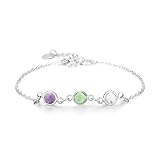 Personlise Create Your Own Family Birthstone Bracelet in Silver, Rose gold and Gold Colour Gift for Mother, Girl Friend, Wife with Gift Box (Silver)